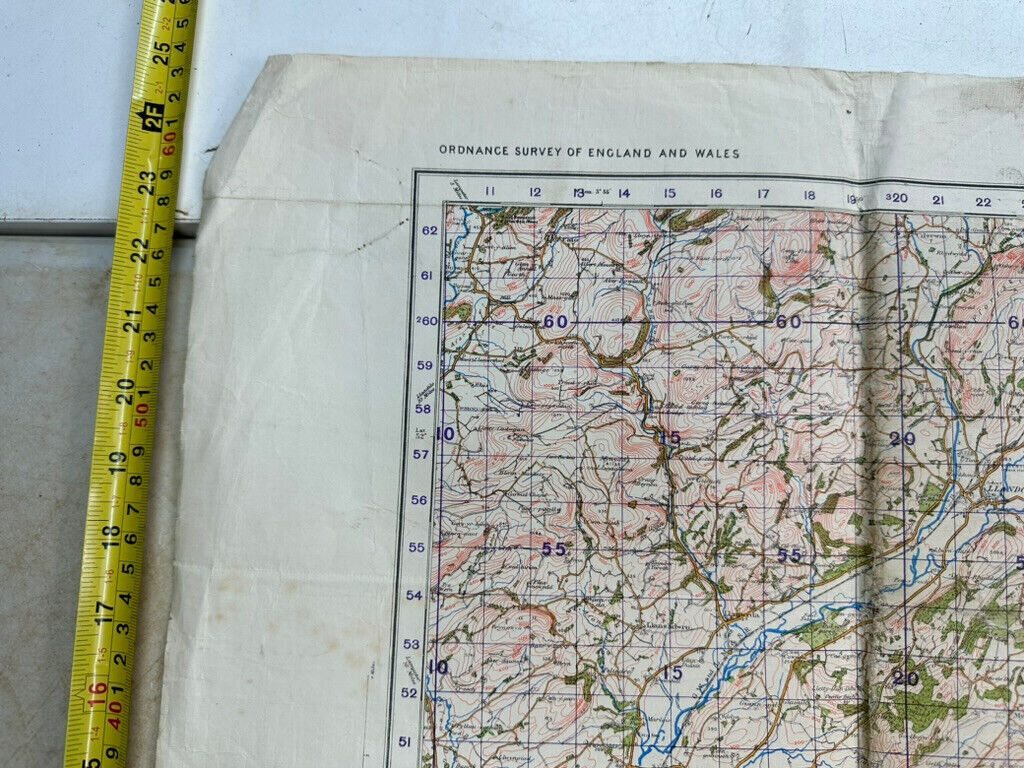 Original WW2 British Army OS Map of England - War Office - Brecon & Llandove - The Militaria Shop