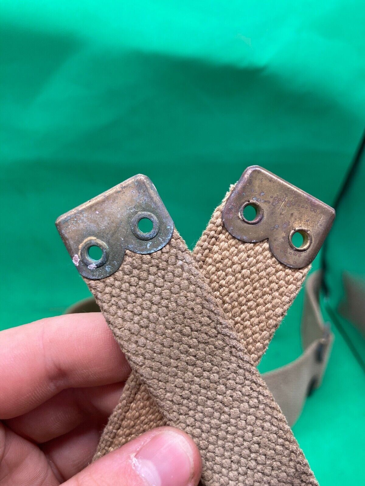 Original WW2 Pattern British Army L Straps Pair - 37 Pattern Webbing Haversack - The Militaria Shop