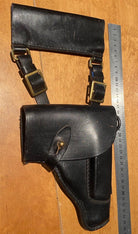 Soviet Russian Navy Officer Makarov PM Holster, + cleaning rod in black leather - The Militaria Shop