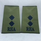 RHA Royal Horse OD Green Rank Slides / Epaulette Pair Genuine British Army - NEW - The Militaria Shop