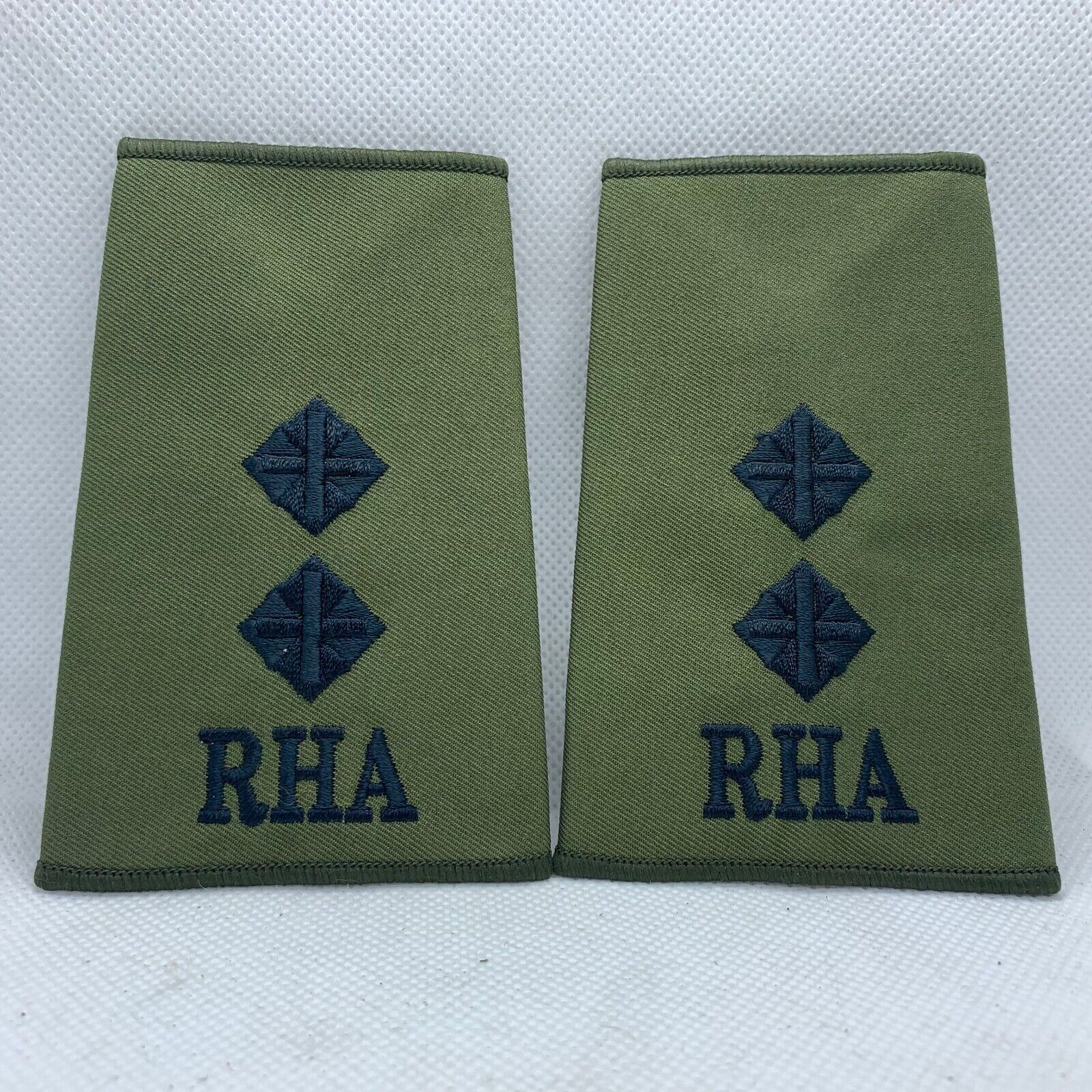 RHA Royal Horse OD Green Rank Slides / Epaulette Pair Genuine British Army - NEW - The Militaria Shop