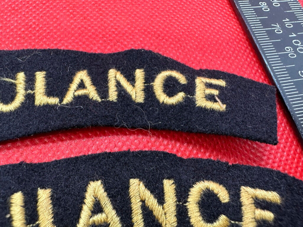 Original WW2 British Home Front Civil Defence Ambulance Shoulder Title Pair - The Militaria Shop