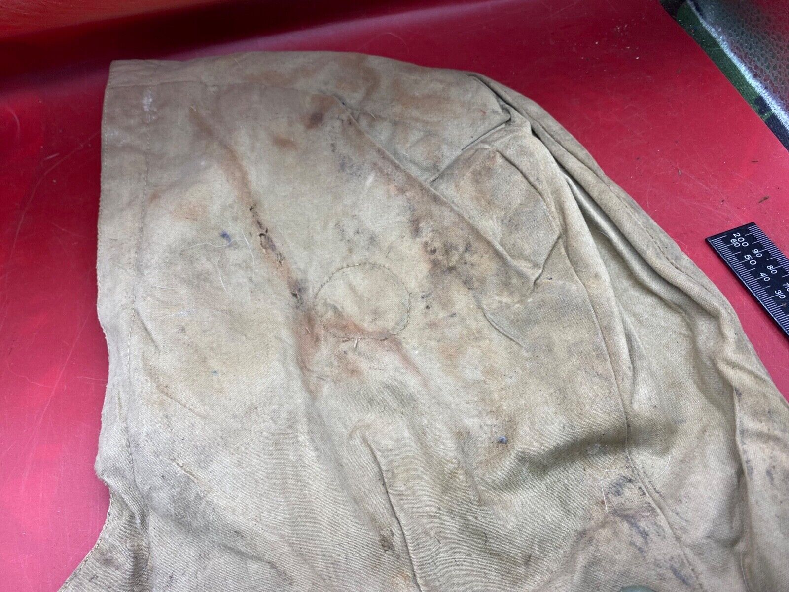 WW2 British Army Khaki Tank Suit Hood in used condition. (pixie suit). - The Militaria Shop