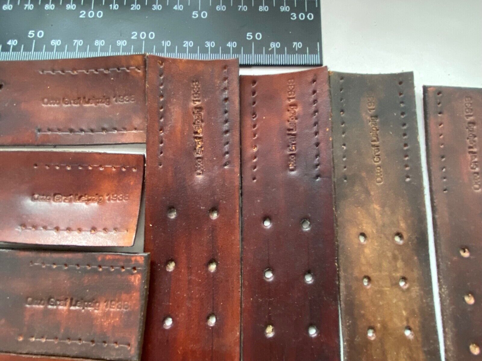 WW2 German Army belt leather fastening strip. Brown leather reproduction. - The Militaria Shop