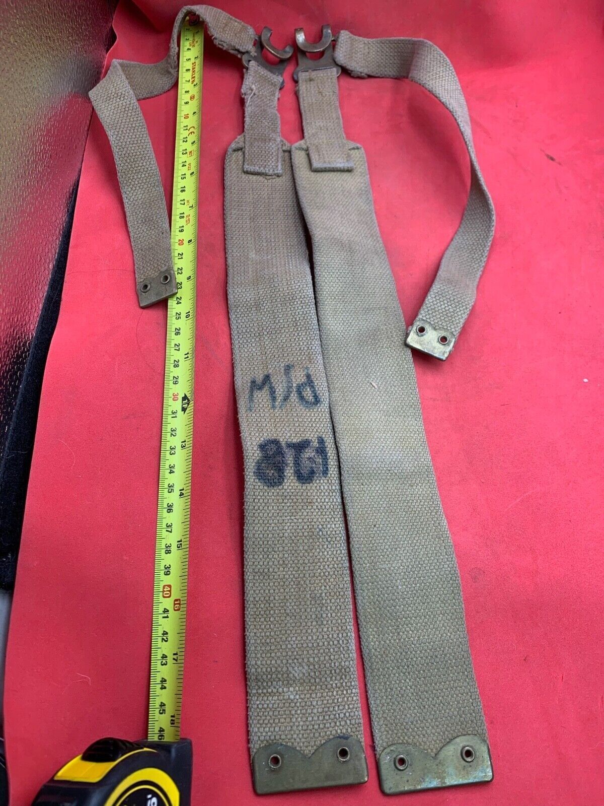 Original WW2 Pattern British Army L Straps Pair - 37 Pattern Webbing Haversack - The Militaria Shop