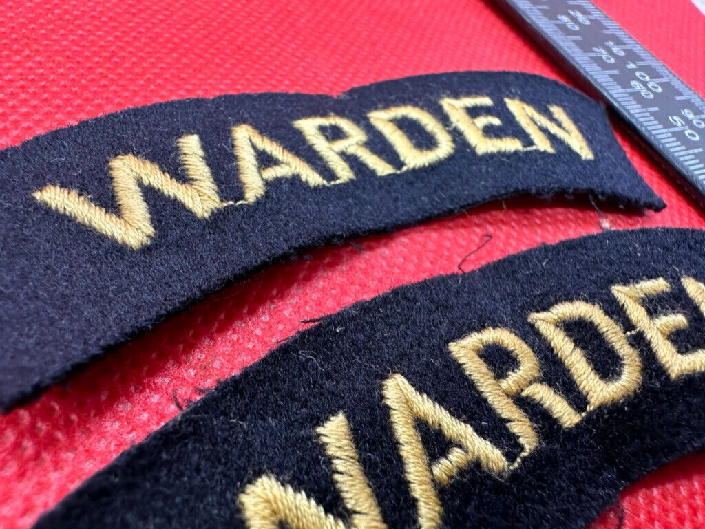 Original WW2 British Home Front Civil Defence Wardens Shoulder Title Pair - The Militaria Shop