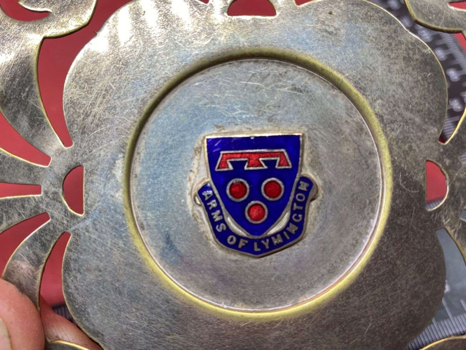 1930's Lymington Silver Plate Coaster / Tea Pot Stand. Crested with town mo - The Militaria Shop