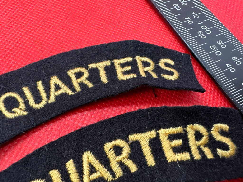 Original WW2 British Home Front Civil Defence Hedquarters Shoulder Title Pair - The Militaria Shop