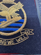 British Royal Navy Bullion Embroidered Blazer Badge - Submarine Hunting We Will - The Militaria Shop