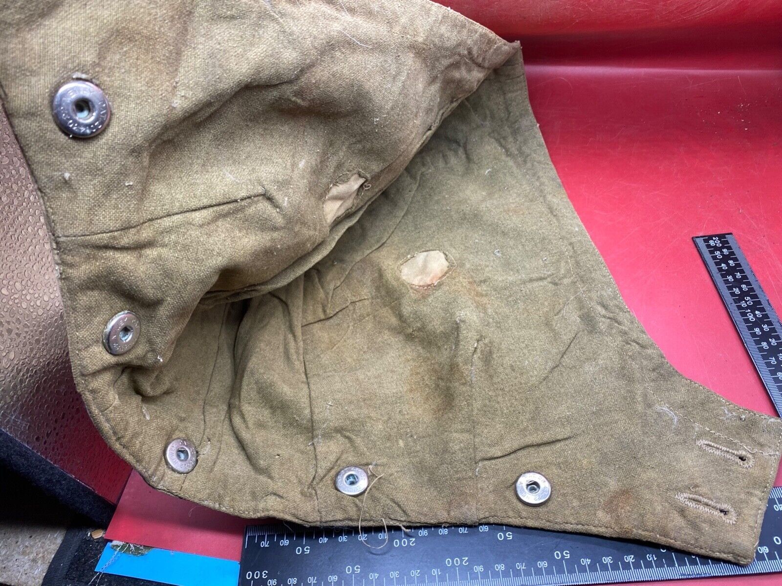 WW2 British Army Khaki Tank Suit Hood in used condition. (pixie suit). - The Militaria Shop