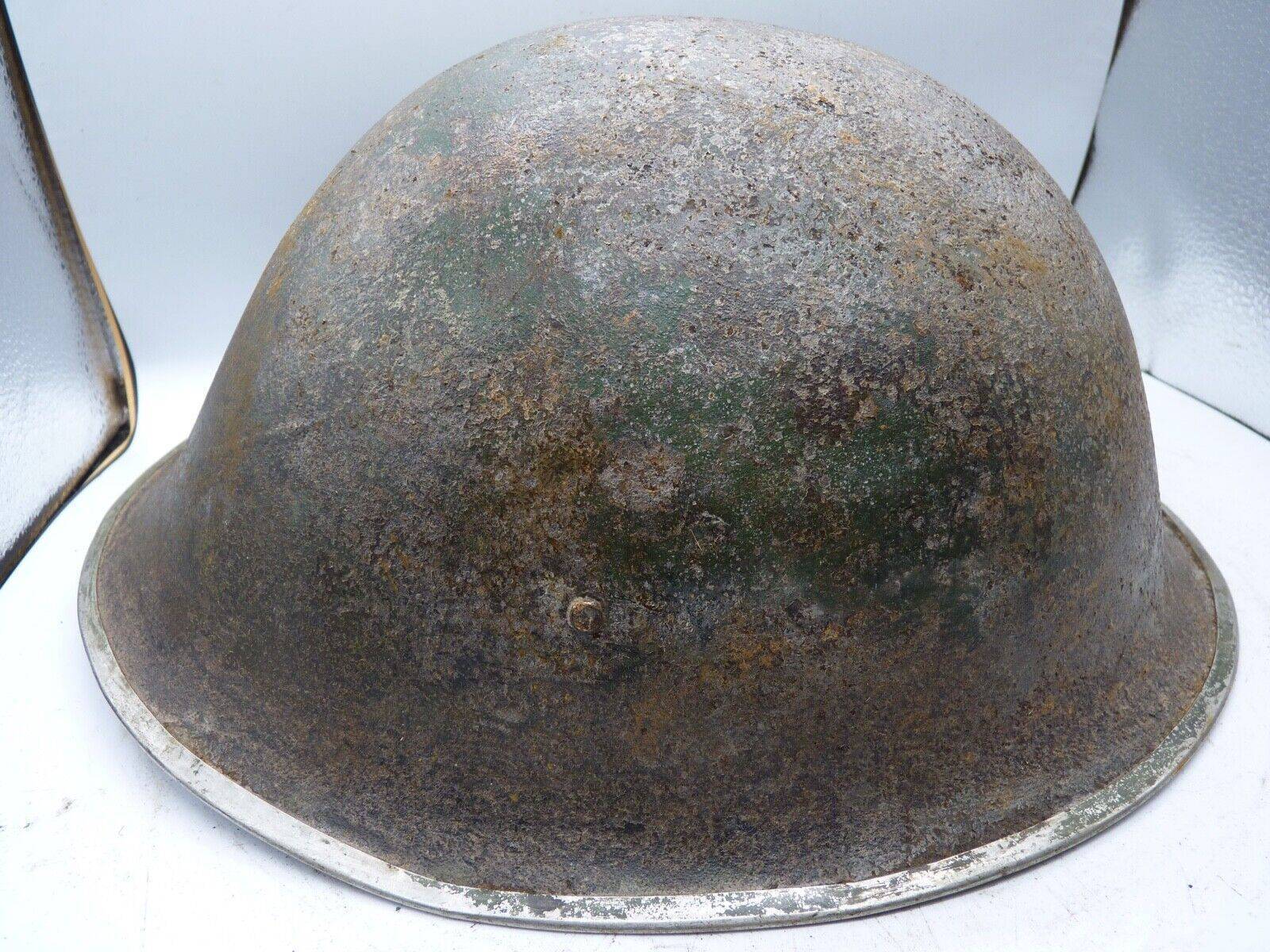 Original WW2 British / Canadian Army Mk3 High Rivet Turtle Army Combat Helmet - The Militaria Shop