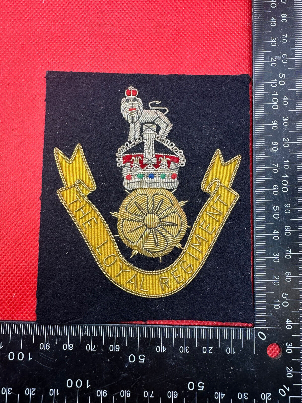 British Army Bullion Embroidered Blazer Badge - The Loyal Regiment - Kings Crown - The Militaria Shop