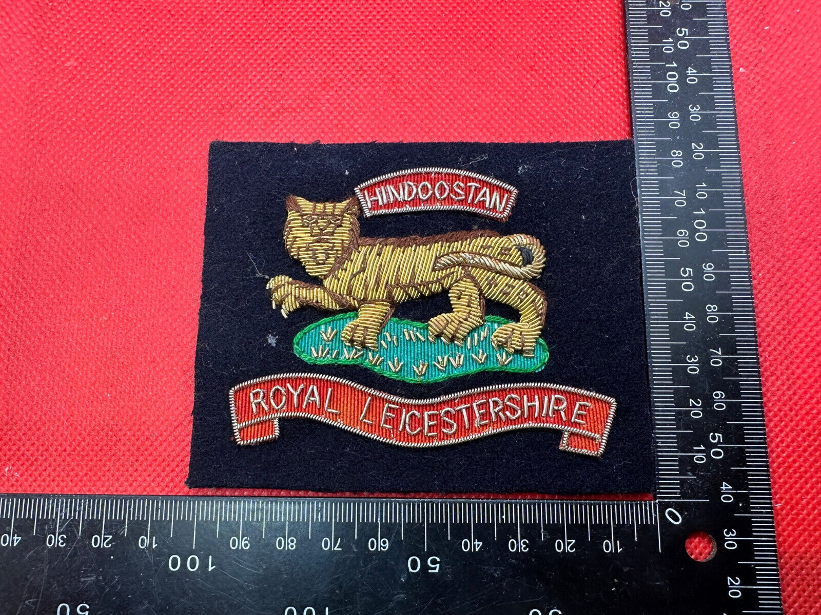 British Army Bullion Embroidered Blazer Badge - Royal Leicestershire -Hindoostan - The Militaria Shop