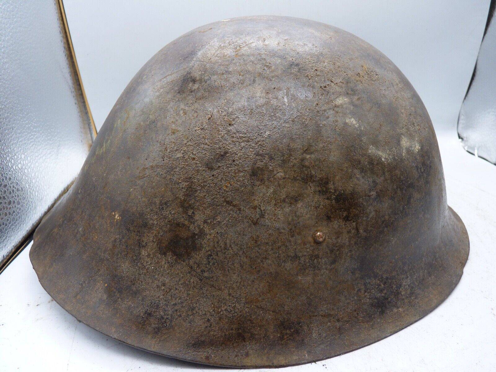 Original WW2 British / Canadian Army Mk3 High Rivet Turtle Army Combat Helmet - The Militaria Shop