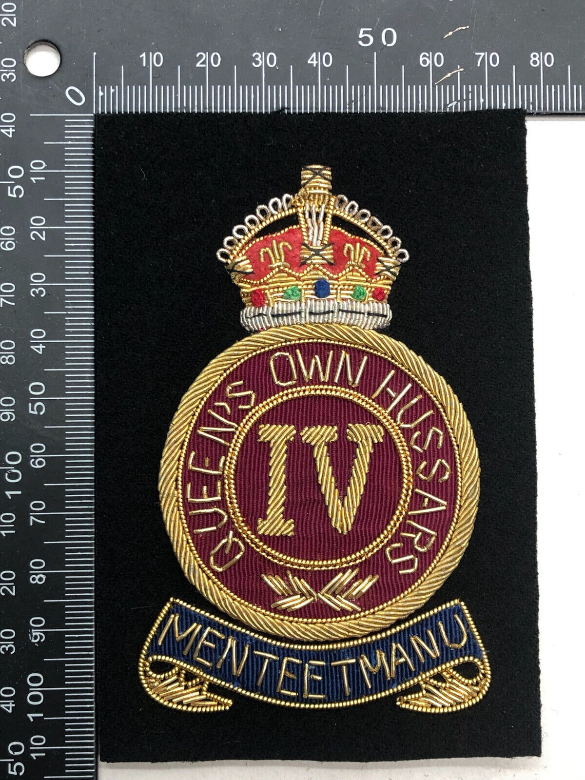 British Army Bullion Embroidered Blazer Badge - 4th Queen's Own Hussars - The Militaria Shop