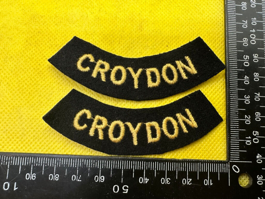 Original WW2 British Home Front Civil Defence Croydon Shoulder Titles - The Militaria Shop