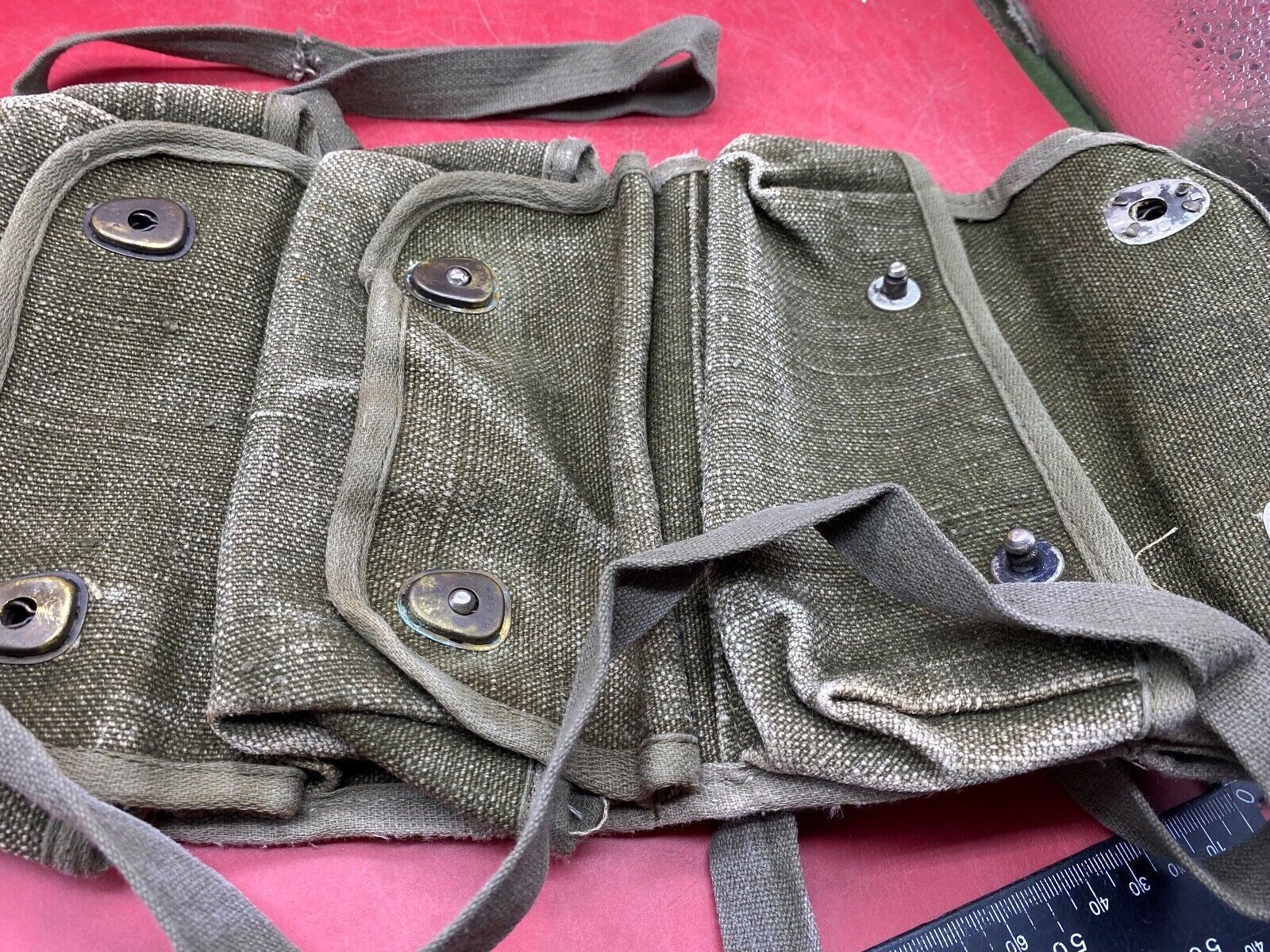 Original French Army Green 3 Pocket Grenade Carrier Webbing Pouch - The Militaria Shop