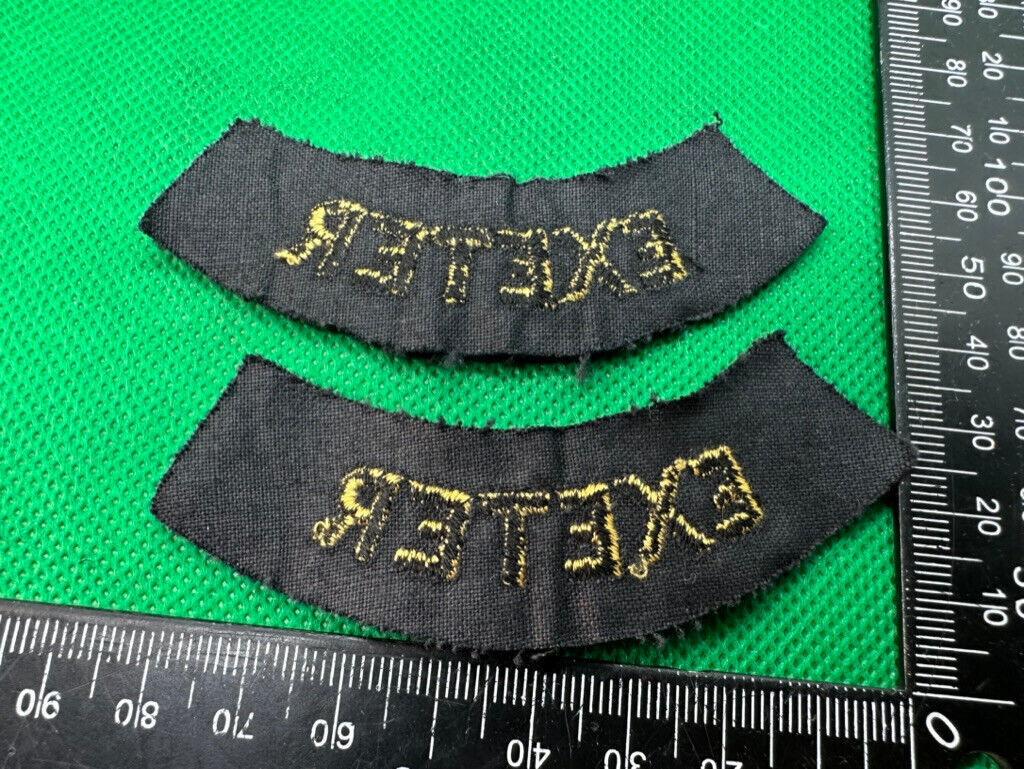 Original WW2 British Home Front Civil Defence Exeter Shoulder Titles - The Militaria Shop