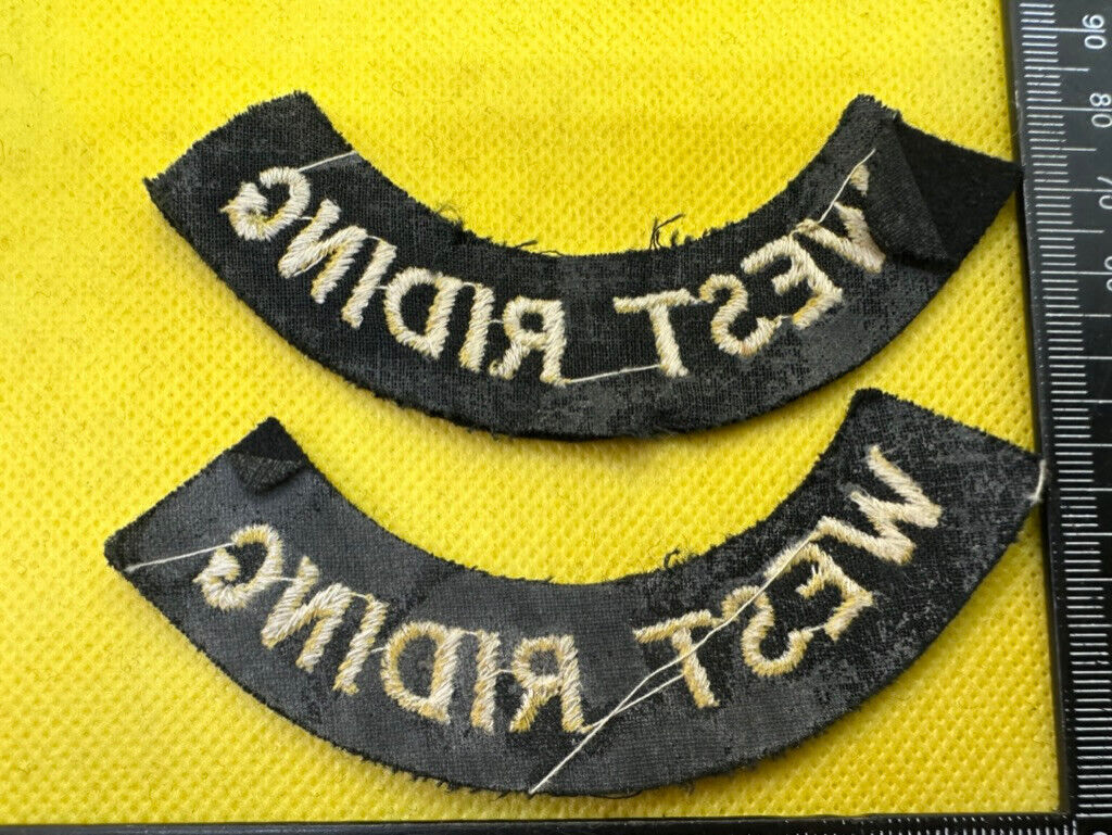 Original WW2 British Home Front Civil Defence West Riding Shoulder Titles - The Militaria Shop