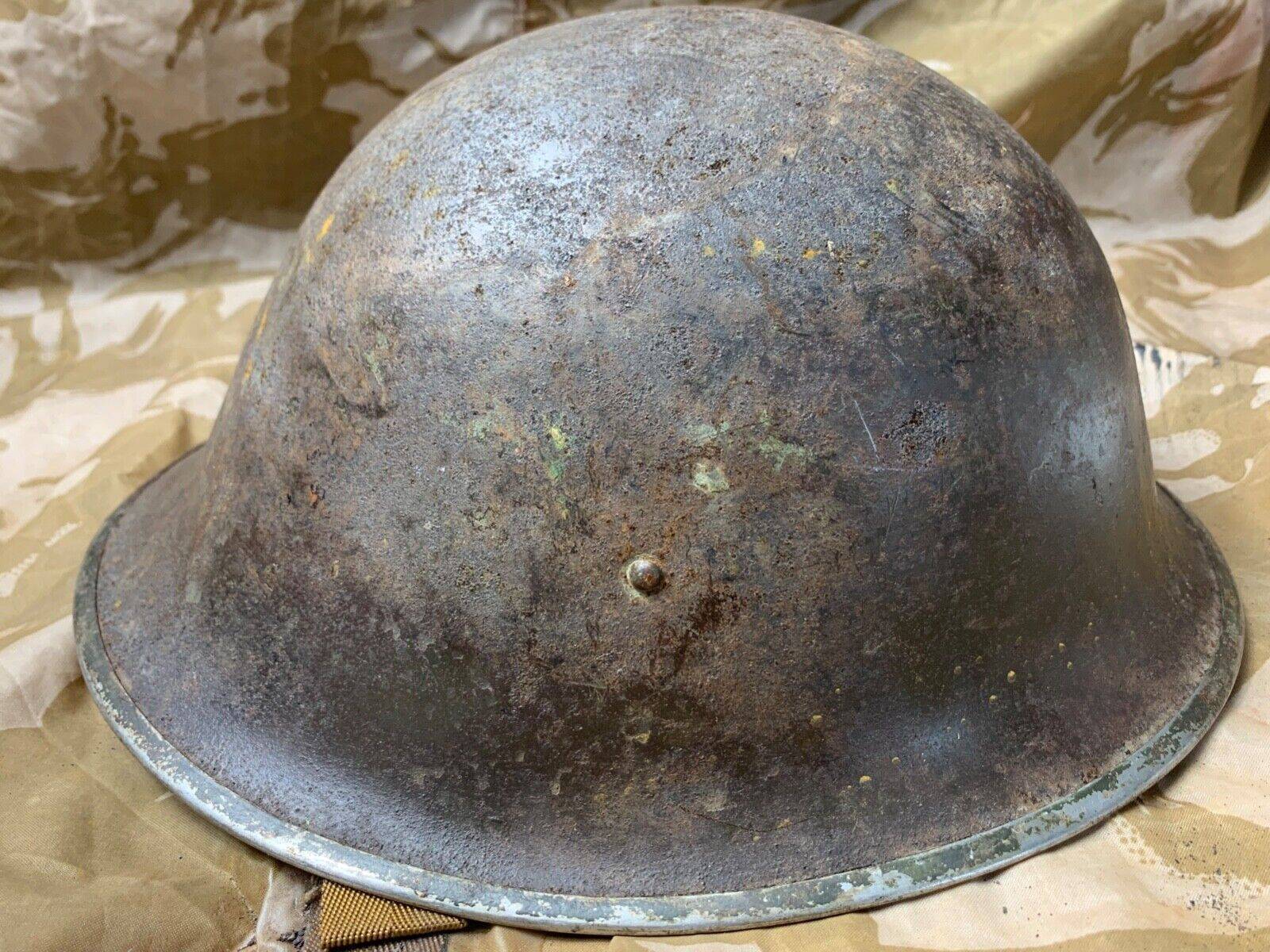 WW2 Mk3 High Rivet Turtle - British / Canadian Army Helmet - Nice Original - The Militaria Shop