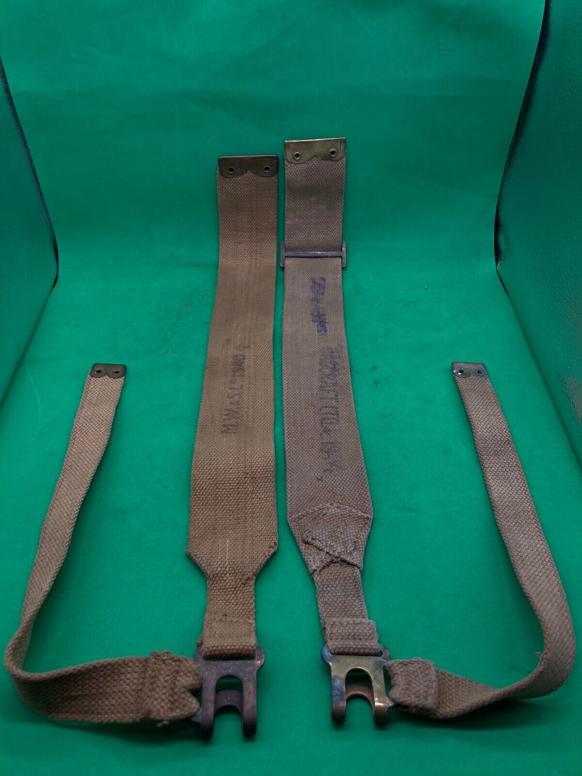 Original WW2 Pattern British Army L Straps Pair - 37 Pattern Webbing Haversack - The Militaria Shop