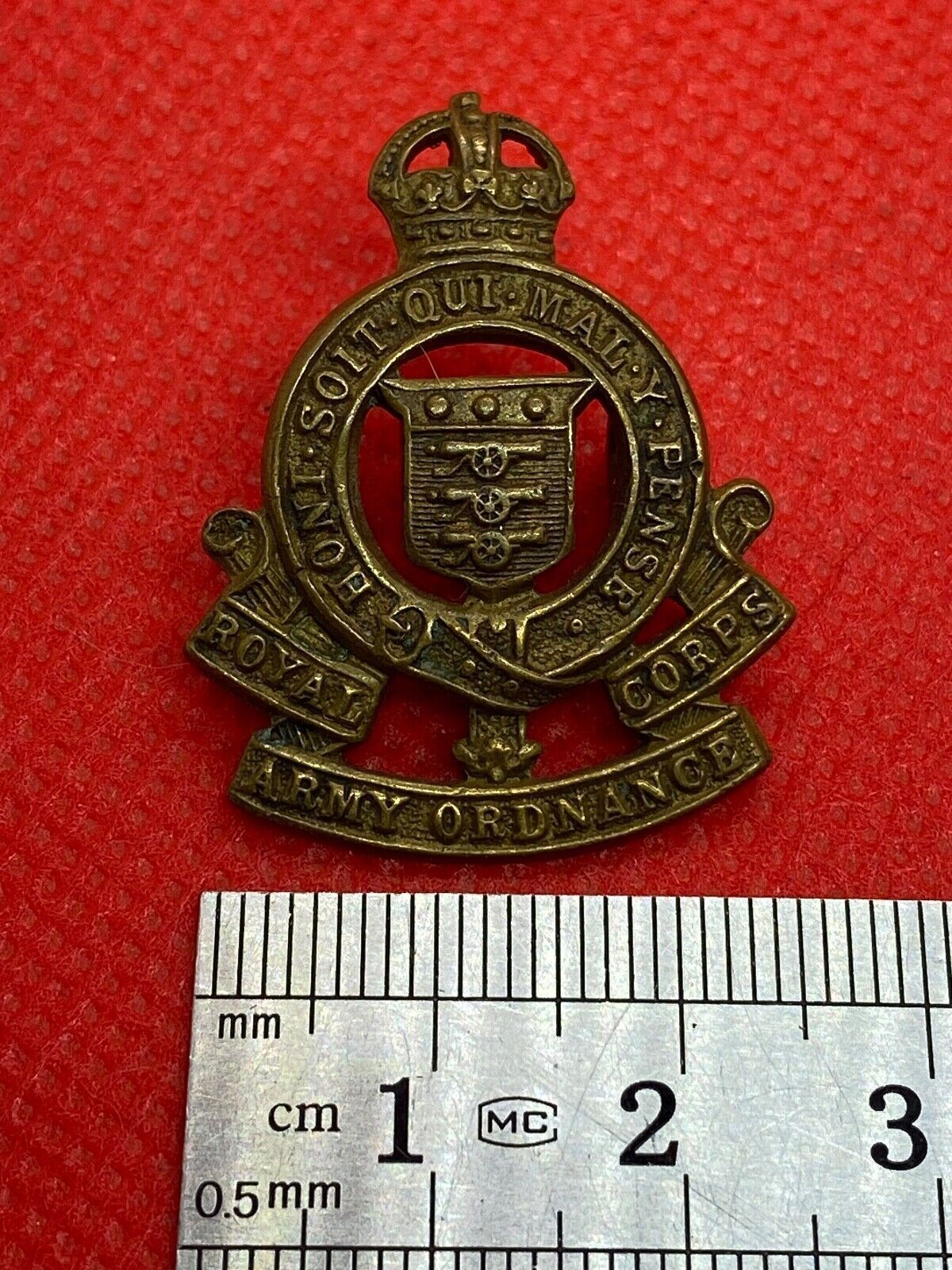 Original British Army Royal Army Ordnance Corps Collar Badge with Rear Lugs - The Militaria Shop