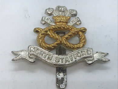 A gilt & silver washed NORTH STAFFORDSHIRE Officers dress uniform cap badge - The Militaria Shop