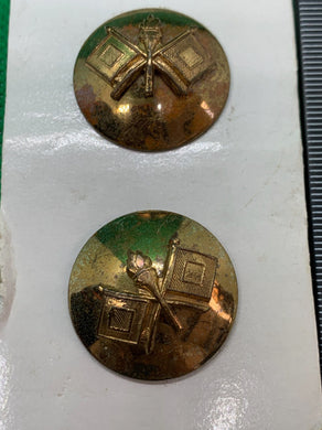 Genuine US Army Collar Disc Badges Pair - Signal Corps - The Militaria Shop