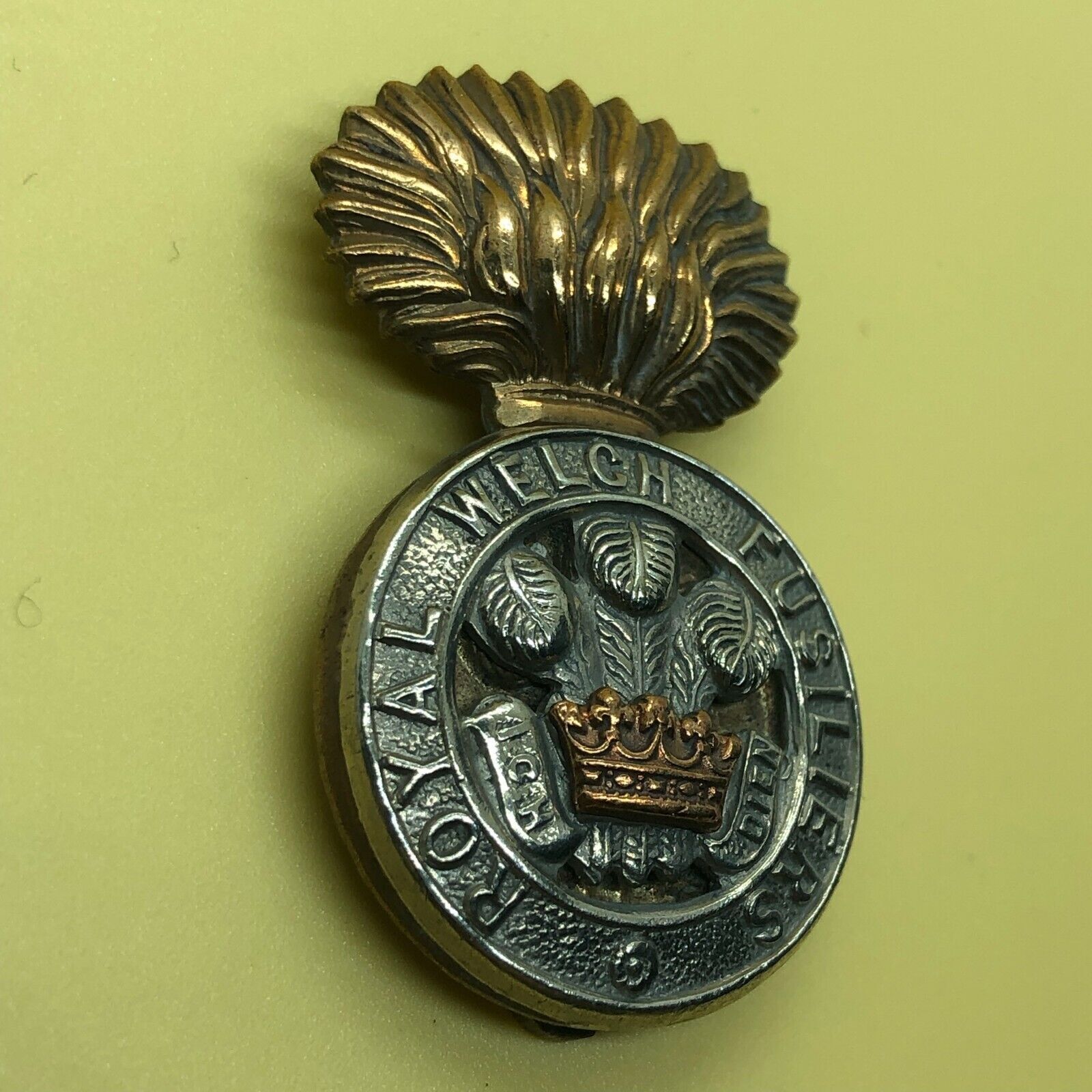Original WW2 British Army Cap Badge - Royal Welch Fusiliers Regiment RWF - The Militaria Shop