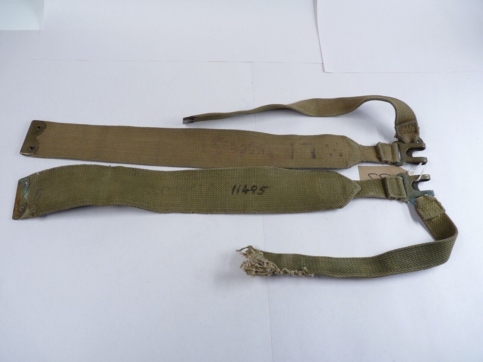 Original WW2 Pattern British Army L Straps Pair - 37 Pattern Webbing Haversack - The Militaria Shop