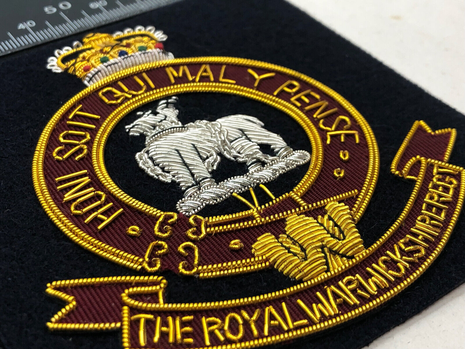 British Army Bullion Embroidered Blazer Badge - The Royal Warwickshire Regiment - The Militaria Shop