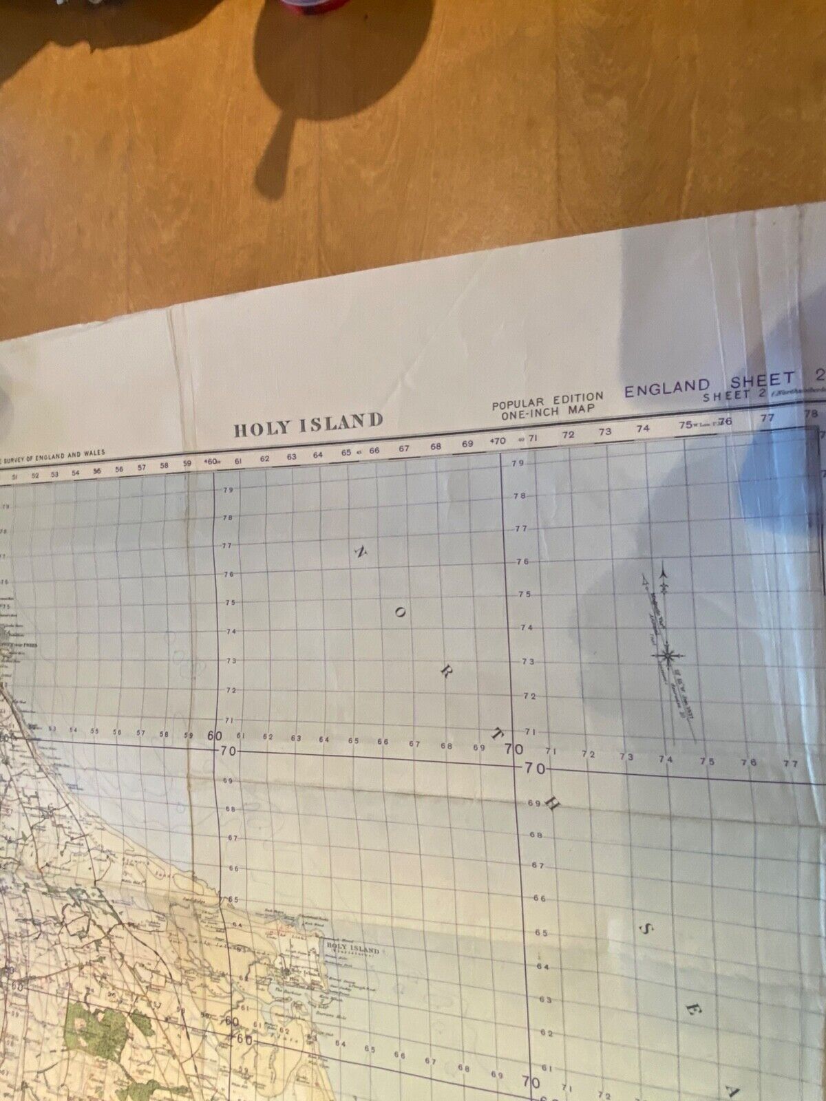 WW2 British Army 1932 dated MILITARY EDITION General Staff map of HOLY ISLAND. - The Militaria Shop