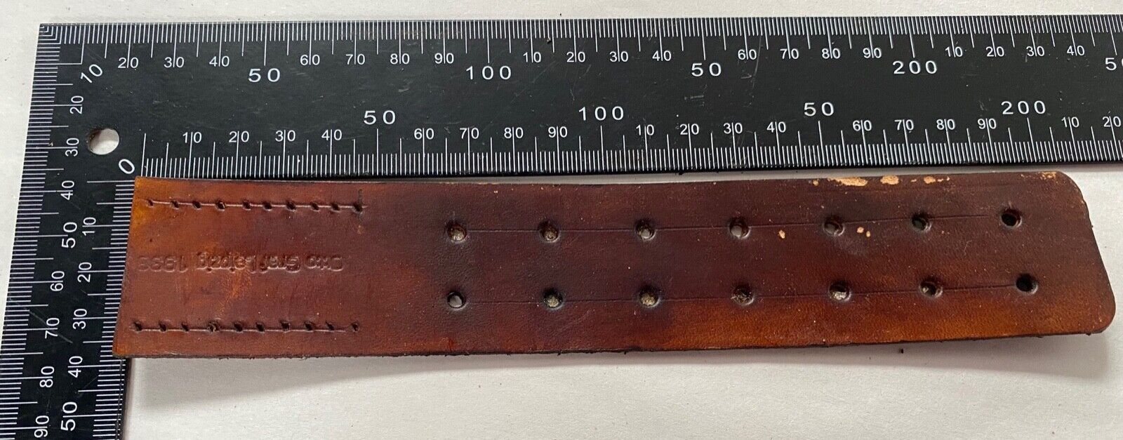 WW2 German Army belt leather fastening strip. Brown leather reproduction. - The Militaria Shop