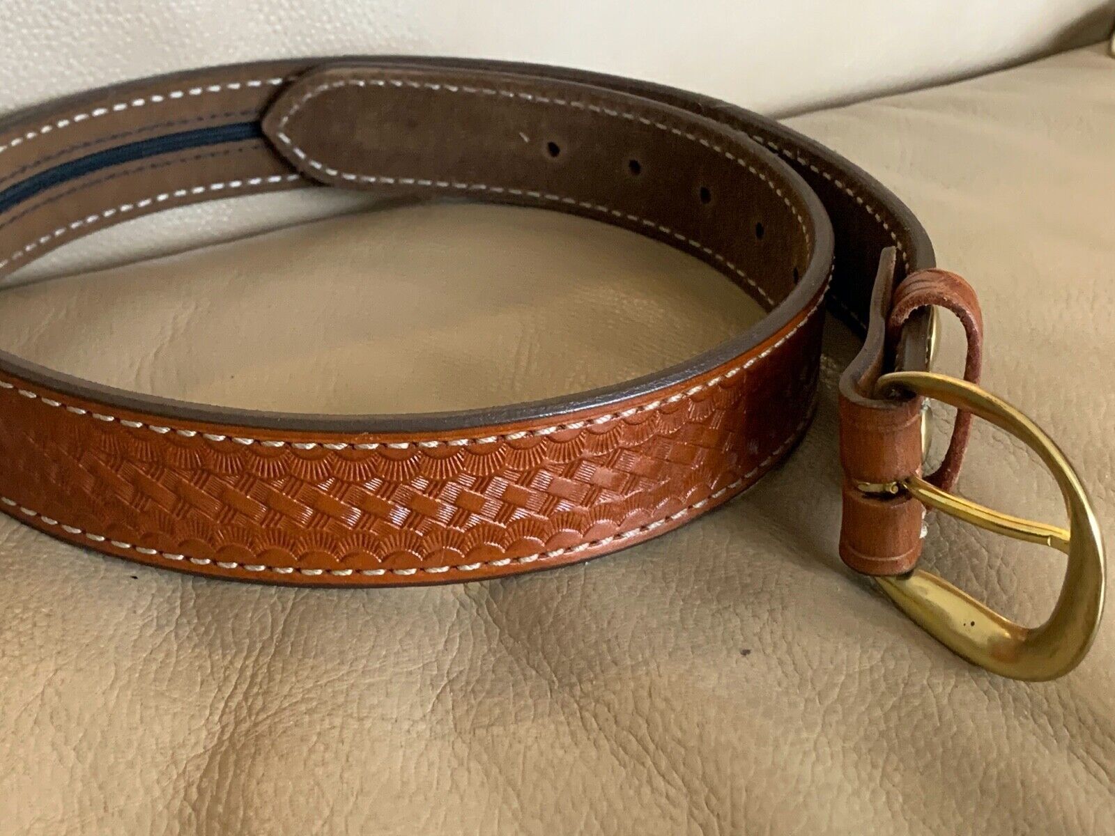 Aker Brown Leather Pistol Police Belt - Varied Sizes - Hidden Coin Compartment - The Militaria Shop