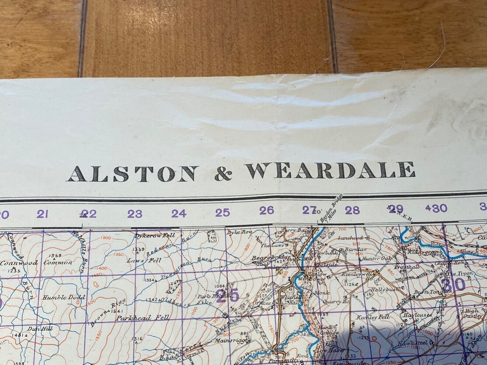 Large WW2 British Army 1932 dated map of Alston and Weardale. England. - The Militaria Shop