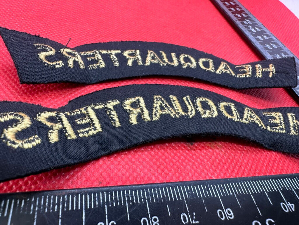 Original WW2 British Home Front Civil Defence Hedquarters Shoulder Title Pair - The Militaria Shop