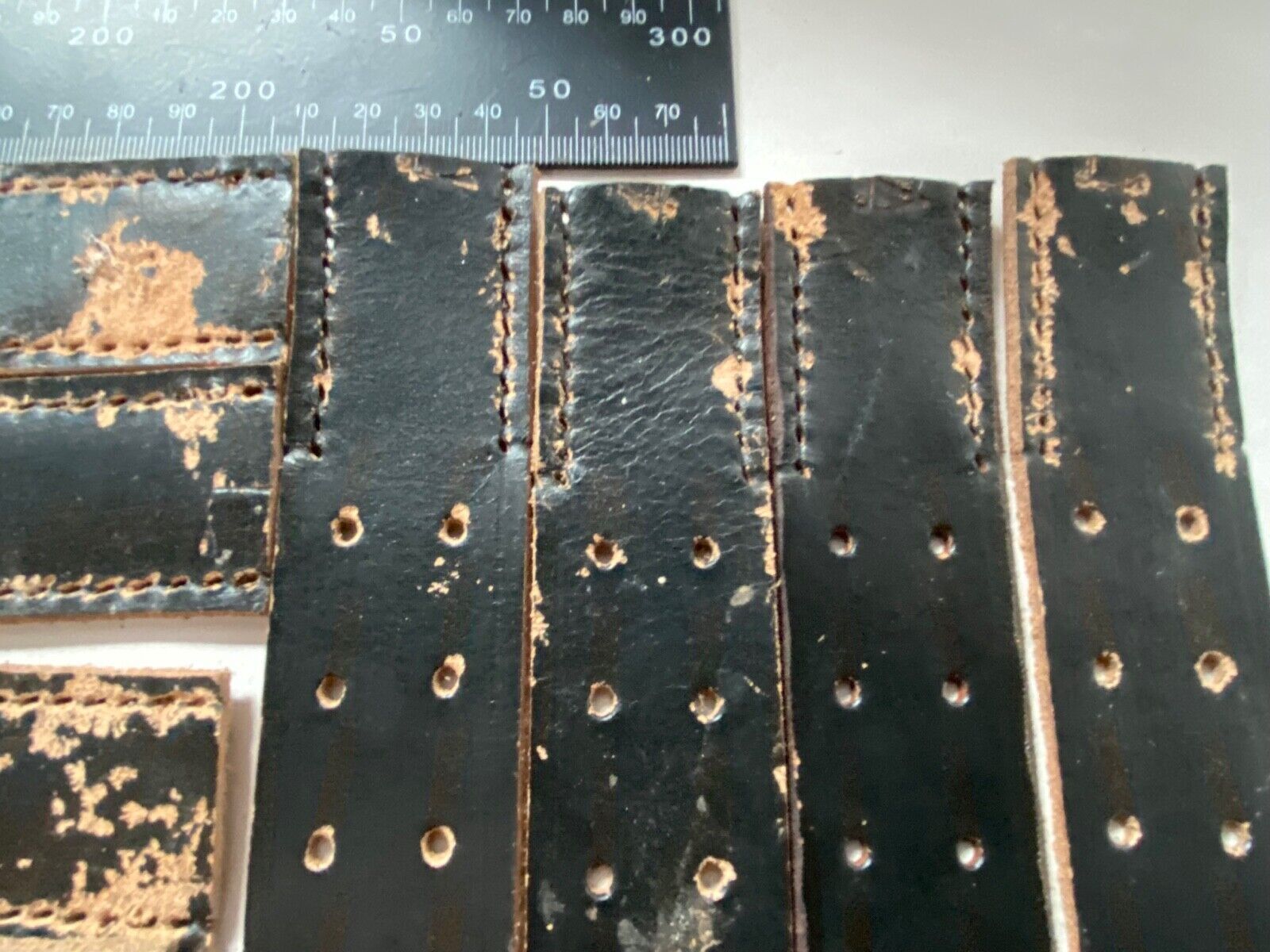 WW2 German Army belt leather fastening strip. Black leather reproduction. - The Militaria Shop