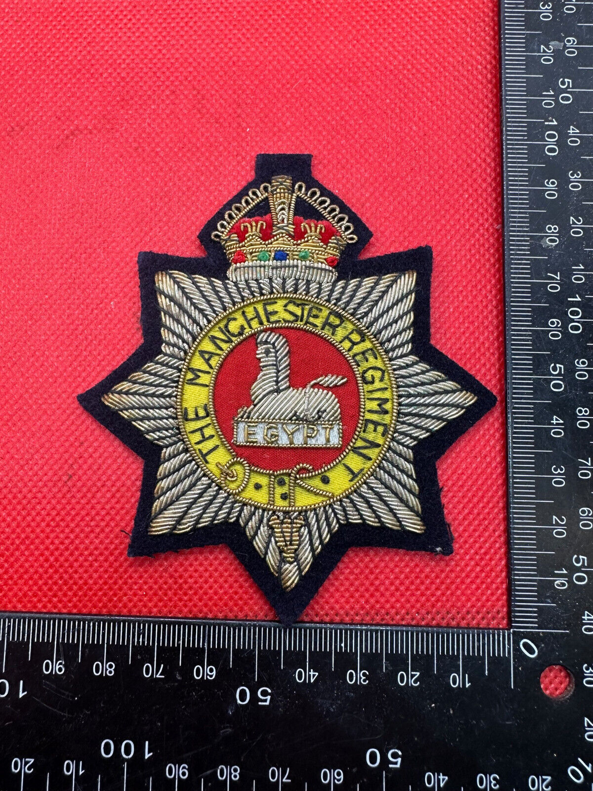 British Army Bullion Embroidered Blazer Badge -Manchester Regiment - Kings Crown - The Militaria Shop