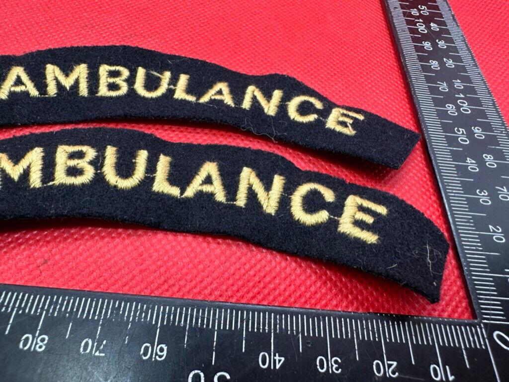 Original WW2 British Home Front Civil Defence Ambulance Shoulder Title Pair - The Militaria Shop