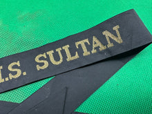Load image into Gallery viewer, Genuine British Royal Navy H.M.S Sultan Cap Tally - Full Length - Mint Unissued - The Militaria Shop
