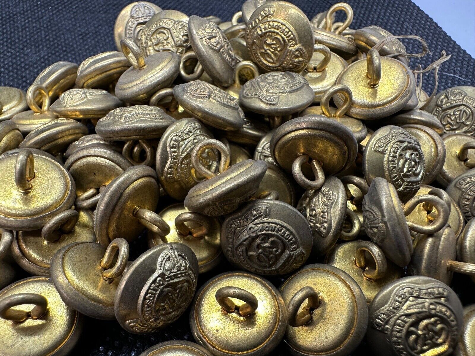 Pair of Original British Army WW2 Royal Engineers Brass Officers Cap Buttons - The Militaria Shop