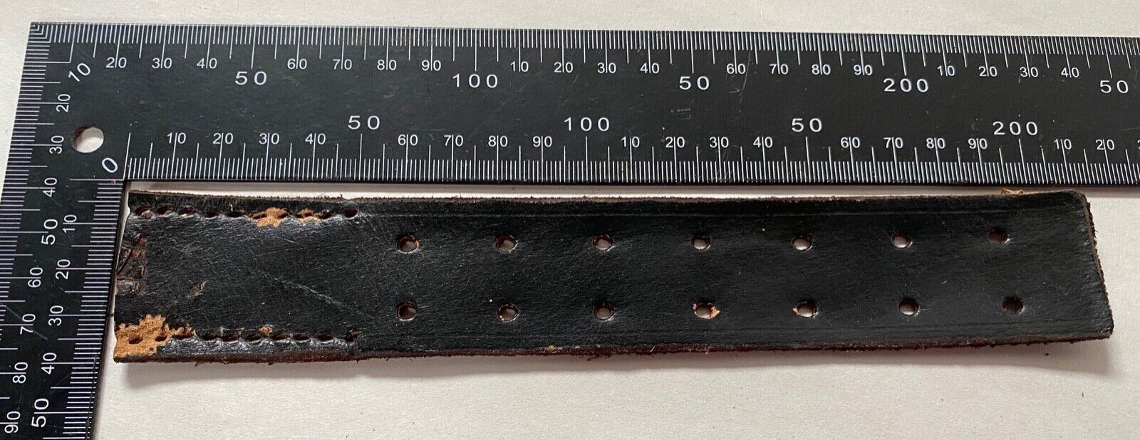 WW2 German Army belt leather fastening strip. Black leather reproduction. - The Militaria Shop