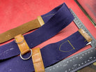 WW2 British Army Hussars Blue Canvas and Leather Belt with Fittings. 30 inch. - The Militaria Shop
