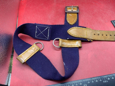 WW2 British Army Hussars Blue Canvas and Leather Belt with Fittings. - The Militaria Shop