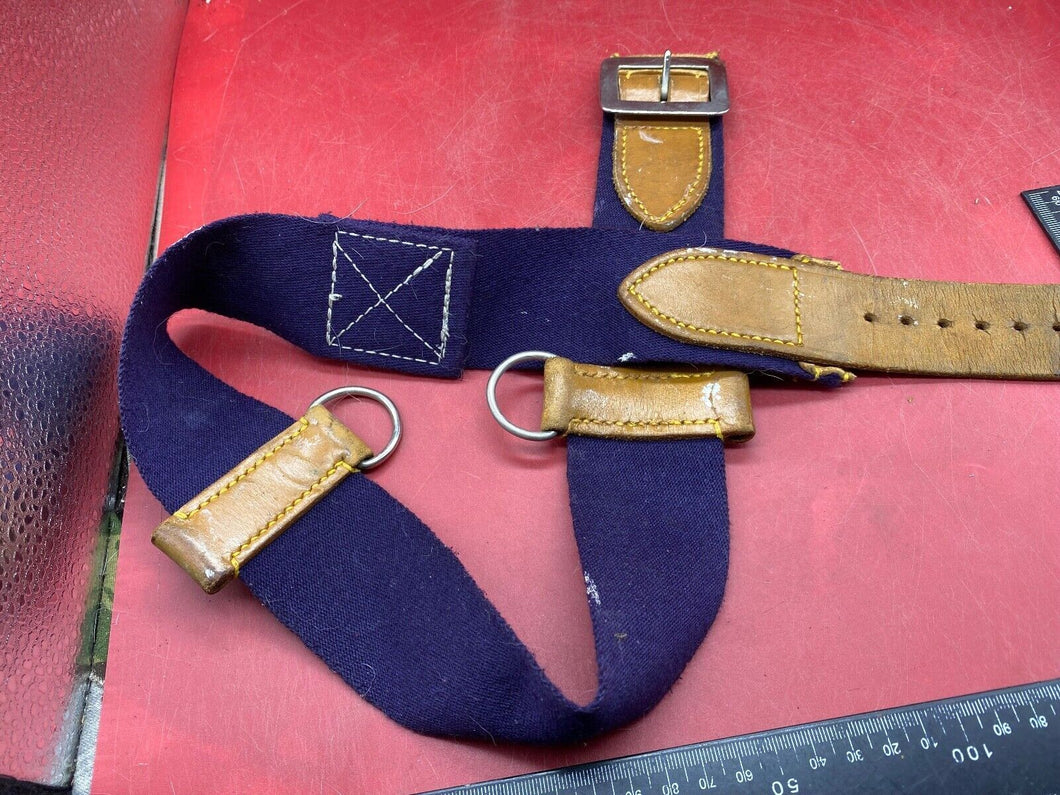 WW2 British Army Hussars Blue Canvas and Leather Belt with Fittings. - The Militaria Shop