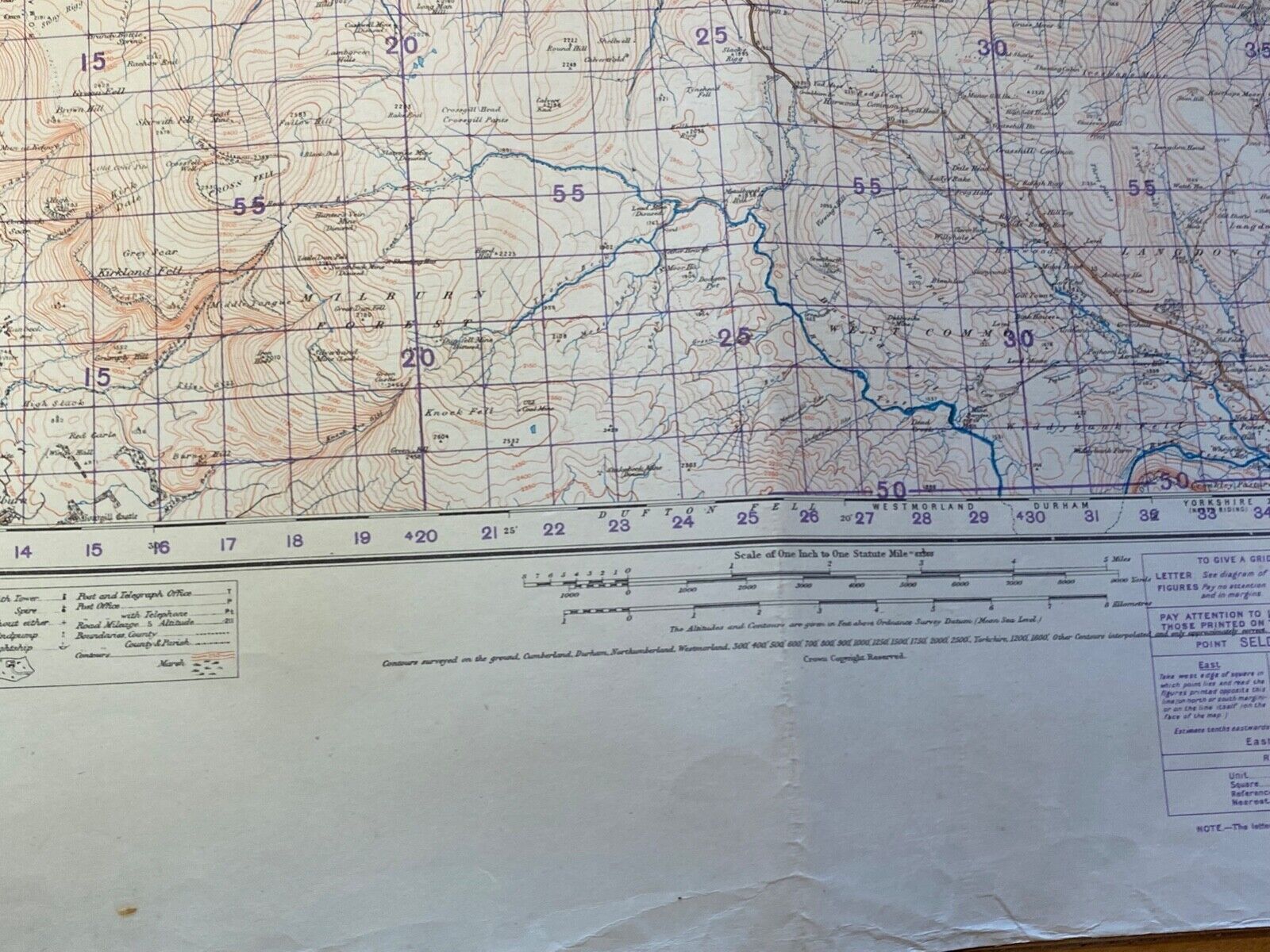 Large WW2 British Army 1932 dated map of Alston and Weardale. England. - The Militaria Shop