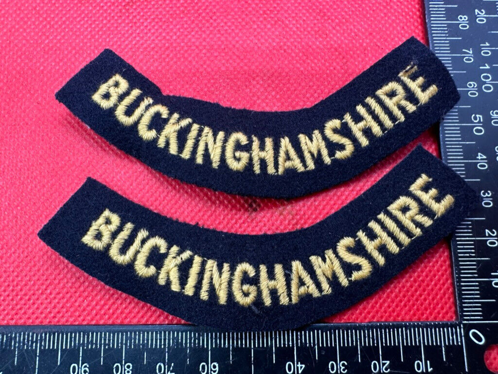 Original WW2 British Home Front Civil Defence Buckinghamshire Shoulder Titles - The Militaria Shop