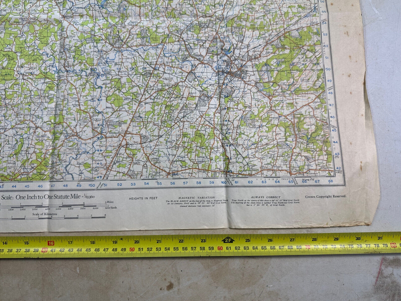 Original WW2 British Army OS Map of England - War Office - Guildford & Horsh - The Militaria Shop