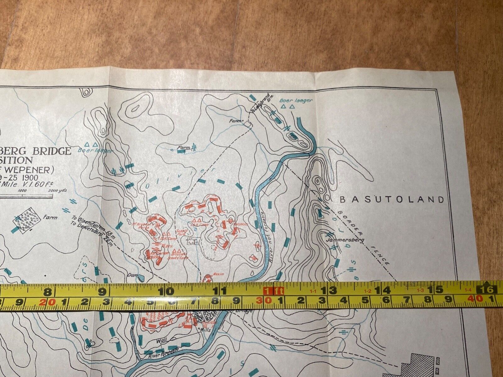 Original Boer War / British Army / Planning Map. JAMMERSBERG BRIDGE area. - The Militaria Shop