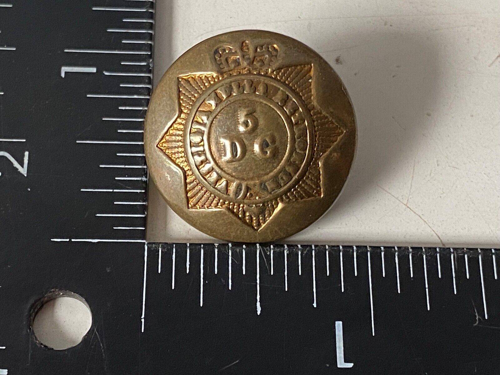 Victorian Crown 5th Dragoon Guards brass tunic button - approx 24mm - The Militaria Shop
